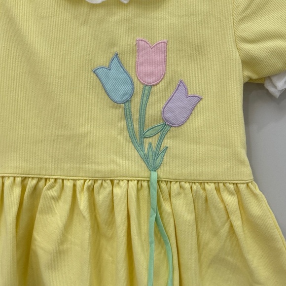 Vintage Yellow Baby Dress with Tulip Design - Picture 2 of 3